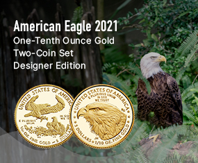 American Eagle 2021 One-Tenth Ounce Gold Two-Coin Set Designer Edition 